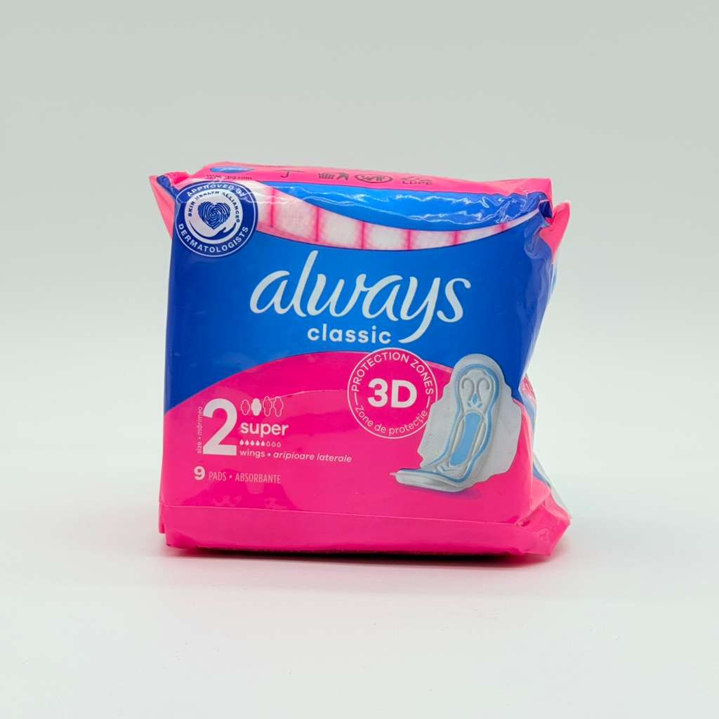 Always Classic Súper con Alas - Paquete de 9 Pads.